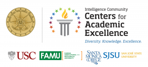 Accreditation logo certifying USC GIS' Human Security and Geospatial Intelligence Master's Program by the Office for the Director of National Intelligence as an Intelligence Community Center for Academic Excellence (IC CAE)
